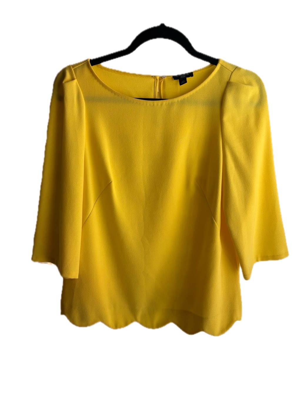 Ann Taylor - Bright Yellow Scalloped Hem Blouse